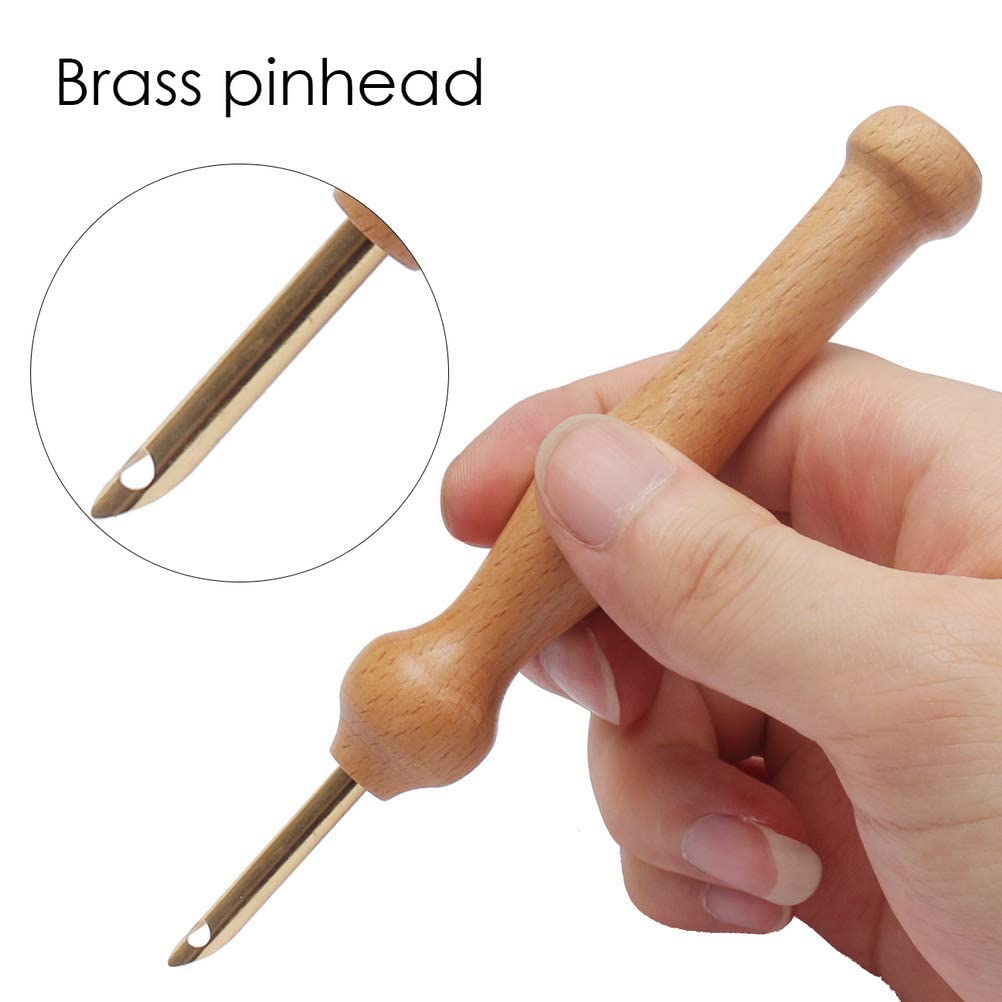 HASTHIP 2 Pack Punch Needle Wooden Embroidery Pen Punch Needle Set Large Punch Needle with Needle Threader for DIY Craft Stitching Applique Embellishment HASTHIP 2 Pack Punch Needle Wooden Embroidery Pen Punch Needle Set Large Punch Needle with Needle Threader for DIY Craft Stitching Applique Embellishment